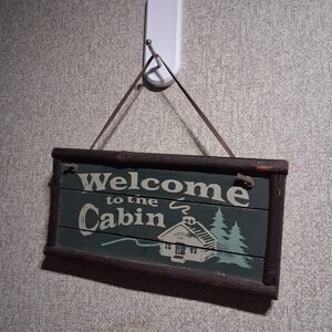 Welcome To The Cabin Small Home Decor Sign Rustic Cozy Hygge Winter